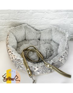 Лежак для животных коллекция Италия сердечко серый бязь мех 48х44 см Fissa
