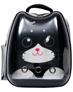 Рюкзак переноска для кошек и собак прозрачный 34 х 25 х 40 см чёрный Пижон