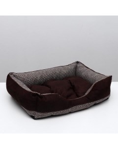 Лежанка для животных Лофт коричневый текстиль синтепон 70х55х20 см Perseiline