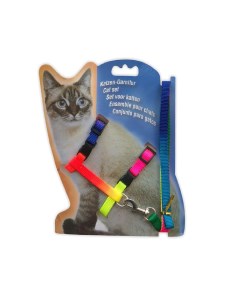 Шлейка с поводком для собак и кошек разноцветная нейлон 25 35 см Zoowell