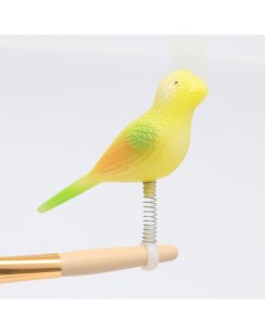 Игрушка для птиц Птичка на пружинке пластик жёлтая 11 9х3 4х12 5 см Longteng