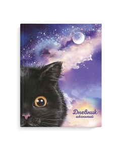 Дневник школьный для 1 11 класса Черный котик твердая обложка ламинация софт та Феникс