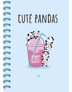 Блокнот Прикольные панды на стаканчике Cute pandas three А5 160 стр Артпринт