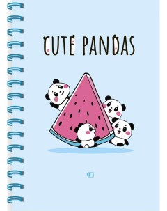 Блокнот Прикольные панды на арбузе Cute pandas four А5 160 стр пружина Артпринт