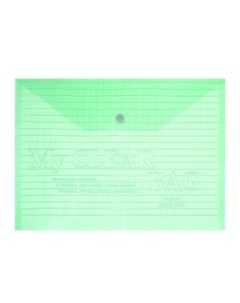Папка конверт Клетка на кнопке А4 140 мкр тонированная зелёная 20шт Calligrata