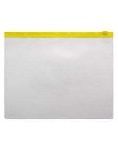 Папка конверт на ZIP молнии A5 150 мкм прозрачная жёлтая молния 12шт Calligrata
