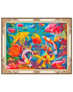 Алмазная мозаика Подводный мир с подрамником 40х50 см WK020 Рыжий кот