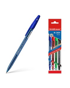 Ручка шариковая R 301 Original Stick узел 0 7 мм европодвес 4 цвета микс Erich krause