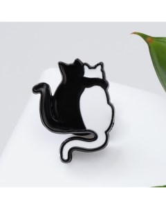 Значок Коты объятие цвет чёрно белый в чёрном металле 2шт Queen fair