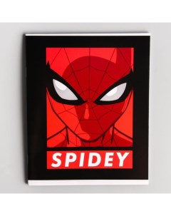 Тетрадь 48 листов в клетку картонная обложка Человек паук Marvel