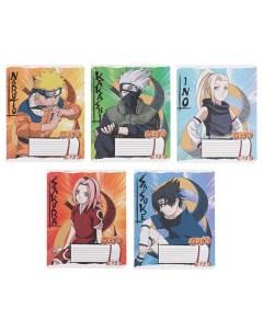 Тетрадь 12 листов в клетку Naruto обложка мелованный картон ВД лак блок офсет МИКС Полиграф принт