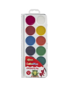 Краски акварельные 1 School ColorPics наб 12 цв б кисти пласт подарок ИМК 2шт Nobrand