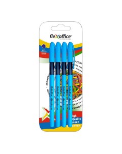 Ручка шариковая масляная Maxxie Neon пишущий узел 0 5 мм цвет чернил синий 4 шт Flexoffice