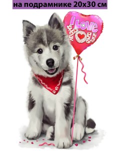 Алмазная мозаика Собака с сердцем АК 2030062 на подрамнике 20х30 см Nobrand