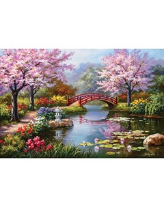 Алмазная мозаика Розовые деревья и мостик JS21288 на подрамнике 20х30 см Nobrand