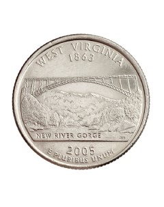 Монета 25 центов Штаты и территории Западная Вирджиния США 2005 UNC Mon loisir
