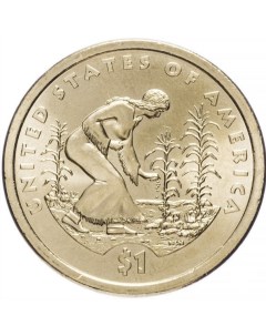 Монета 1 доллар Посадка культур Сакагавея Коренные американцы США 2009 г в UNC Mon loisir