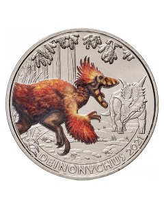 Монета 3 евро Дейноних Супер динозавры Австрия 2021 UNC Mon loisir