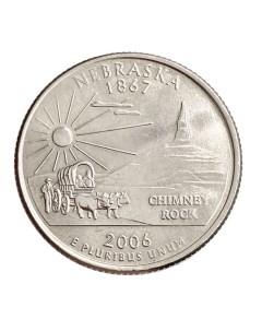 Монета 25 центов квотер 1 4 доллара Штаты и территории Небраска США 2006 UNC Mon loisir