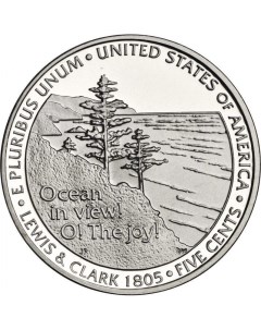 Монета 5 центов Океан на горизонте 200 лет путешествию Льюиса и Кларка Р США 2005 UNC Mon loisir