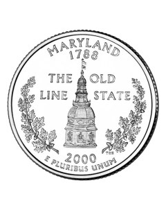 Монета 25 центов квотер 1 4 доллара Штаты и территории Мэриленд США 2000 UNC Mon loisir