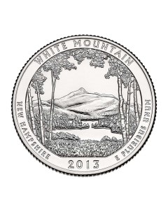 Монета 25 центов квотер 1 4 доллара Национальные парки лес Белые горы США 2013 UNC Mon loisir