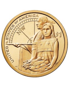 Монета 1 доллар Индейское гостеприимство Коренные американцы США 2014 г в Монета UNC Mon loisir