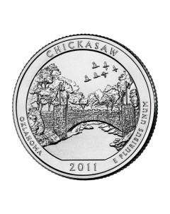 Монета 25 центов квотер 1 4 доллара Национальные парки Чикасо США 2011 UNC Mon loisir