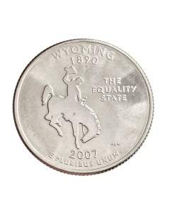 Монета 25 центов квотер 1 4 доллара Штаты и территории Вайоминг США 2007 UNC Mon loisir