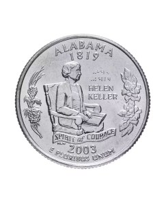 Монета 25 центов квотер 1 4 доллара Штаты и территории Алабама США 2003 UNC Mon loisir