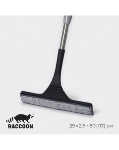 Окномойка с насадкой из микрофибры гибкая стальная телескопическая ручка 28 2 5 80 117 см цвет черны Raccoon