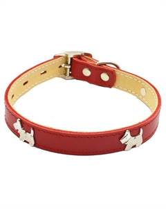 Ошейник для собак "Щенок" кожаный двухслойный шир.25мм обх.шеи 39-46см красный Каскад