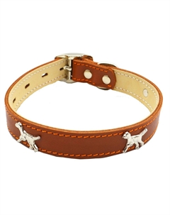 Ошейник для собак "Собака" кожаный двухслойный шир.25мм обх.шеи 39-46см светло-коричневый Каскад