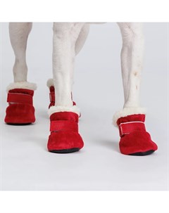 Ботинки замшевые для собак L красные Petmax