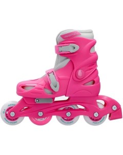 Роликовые коньки Rock для девочек размер 32 35 колеса 64мм ABEC 1 розовый Reaction