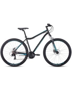 Велосипед Sporting 29 2 0 Disc 2020 2021 горный взрослый рама 17 колеса 29 черный бирюзовый 16 9кг Forward