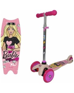 Самокат Barbie детский 3 колесный 120мм 80мм розовый мультиколор 1toy