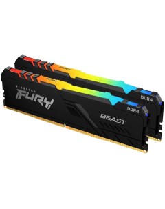 Модуль памяти DIMM 64Gb 2х32Gb DDR4 PC25600 3200MHz Fury Beast RGB Black KF432C16BB2AK2 64 Kingston