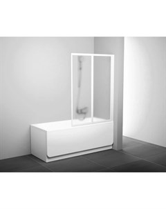 Шторка для ванны складывающаяся двухэлементная VS2 105 белая транспарент 796M0100Z1 Ravak