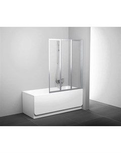 Шторка для ванны складывающаяся трехэлементная VS3 130 белая транспарент 795V0100Z1 Ravak