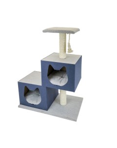 Когтеточка для кошек Комплекс с двумя домиками 70х40х90см синий Foxie