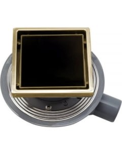 Душевой трап Confluo Standard 15х15 Black Glass Gold 13000152 Pestan