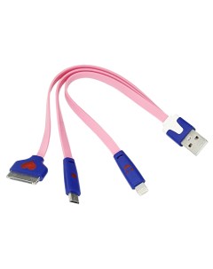 Кабель 30 pin Apple Lightning micro USB USB 0 15 м розовый Rexant