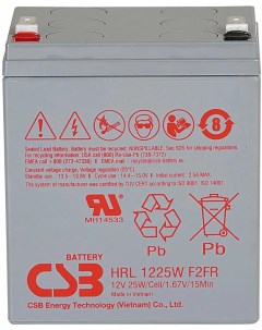 Аккумулятор для ИБП HRL1225W F2 FR 25 А ч 12 В HRL1225W F2 FR Csb