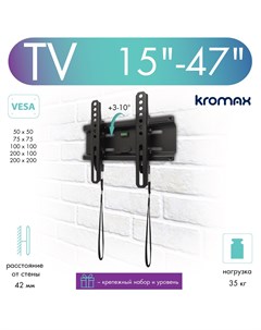 Кронштейн для телевизора настенный наклонный FLAT 6 new 15 47 до 35 кг Kromax