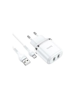 Сетевое зарядное устройство N4 2 USB 2 4 А кабель microUSB 1 м белый Hoco