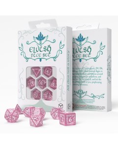 Набор кубиков Elvish Dice Set Shimmering pink White для настольных игр Q-workshop