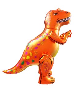 Воздушный ходячий шар фольгированный фигурный Динозавр Аллозавр оранжевый 64 см Falali