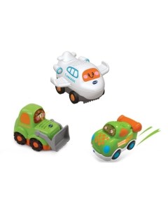 Игровой набор 3 машинки самолет бульдозер гоночная машина Toot Toot Drivers Vtech