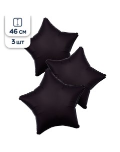 Воздушные шары фольгированные звёзды Сатин черный 46 см 3 шт Anagram